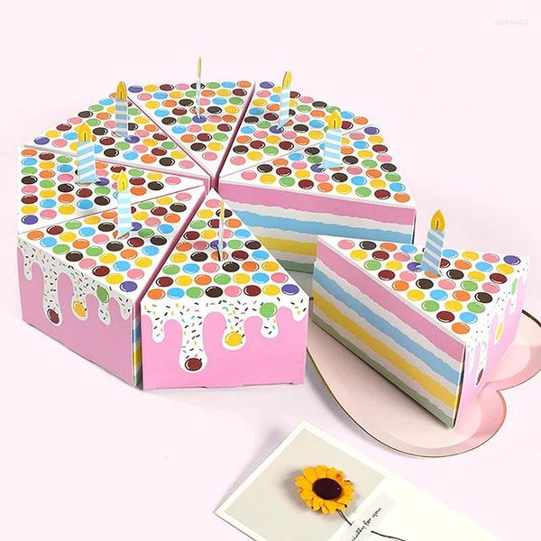 Envoltura de regalos 8pcs cajas de papel de papel de galleta con pastel rosa en forma