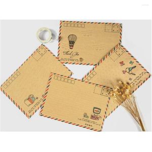 Cadeau cadeau 8pcs Vintage Kraft Enveloppes classiques Air Mail B6 Mini Post Po Lettre Cadeaux Stockage Bureau Fournitures scolaires (Aléatoire