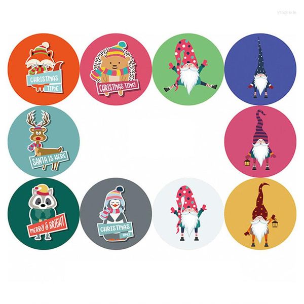 Cadeau cadeau 9 styles modèles délicats joyeux Noël père Noël Elk traîneau bonhomme de neige autocollant cartes de voeux de Noël décor emballage sceau étiquette