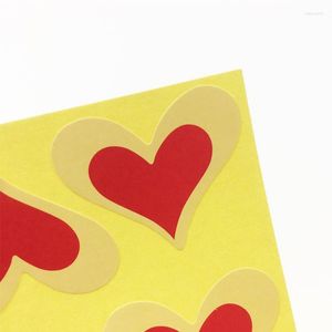 Geschenkomschakeling 900 stks Vintage mode Romantische hartvorm Ronde Kraft Paper Sticker voor handgemaakte producten Afdichting Groothandel