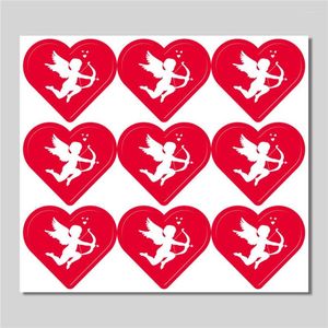 Emballage cadeau 90 pièces autocollants en forme de coeur rouge saint valentin coeur d'ange pour la fête de mariage anniversaire décoration joint d'enveloppe