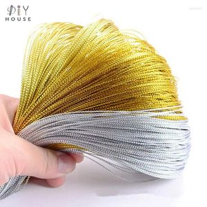 Envoltura de regalo 91m (100 yardas) Cordones de brillo de oro/plata empaquetado de bricolaje colgando correa de cuerda floristas de bodas artesanías decoración hilos de cuerda