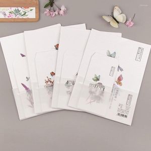 Cadeau cadeau 9pcs / set 3 enveloppes 6 feuilles papier lettre mignon papillon série enveloppe pour papeterie coréenne