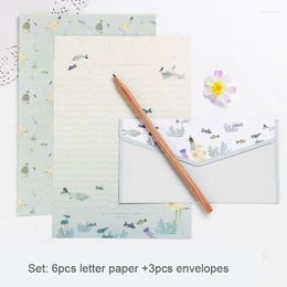 Cadeauverpakking 9-delige set briefpapier A5 bloemen westerse envelop kleine zakelijke benodigdheden huwelijksuitnodiging enveloppen