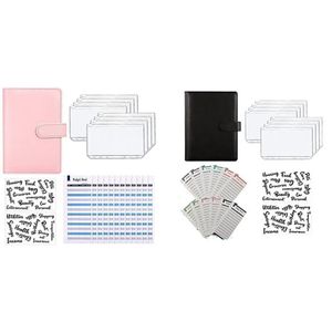 Cadeau Wrap A6 PU Cuir Notebook Binder Budget 6 Ring Cash Budget Enveloppes Système 12 pièces Feuilles de dépenses246r