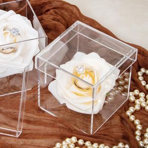 Emballage cadeau Acrylique Flower Box Une Rose Petites Boîtes Saint Valentin Présent Surprise Romantique Rencontres Plexiglas Faveur De Mariage Bijoux