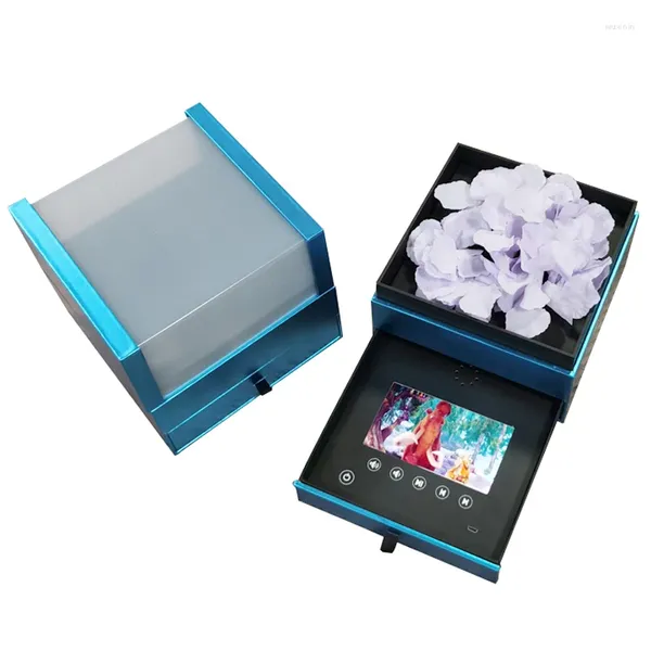 REFTRAP CARDA DE ALCENACIÓN ACRÍLICO 7 pulgadas LCD Video Flores Box Mp4 Playermemory Souvenir hecho a mano para bodas de cumpleaños Día de San Valentín