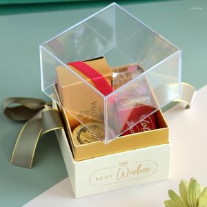 Emballage cadeau acrylique boîte transparente avec ruban vitrine fête de pâques clair pour mariage bonbons emballage créatif