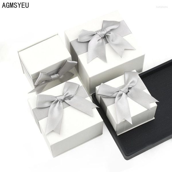 Envoltura de regalo AGMSYEU Caja de joyería de arco creativo Embalaje Anillo multifuncional Pulsera Pendiente Collar Accesorios de boda