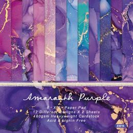 Envoltura de regalo Alinacutle Amaranth Purple Paper Pack 24 Hojas de 6 "Almohadilla estampada para álbumes de recortes.