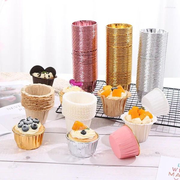 Envoltura de regalo Papel de aluminio Papel Mini Pastel Tazas para hornear Muffin Cupcake Mold Cup Liners para fiesta Festival de bodas