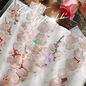 Emballage cadeau incroyable fleur d'abricot spécial huile Washi papier clair PET rubans fabrication de cartes bricolage Scrapbooking décor planificateur autocollant