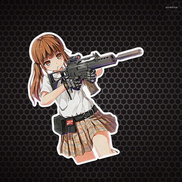 Envoltura de regalo Anime Etiqueta Táctica Chica Militar Viento Bidimensional JDM Decoración del coche Reflectante Motocicleta Cuerpo Scratch Computadora Sticke