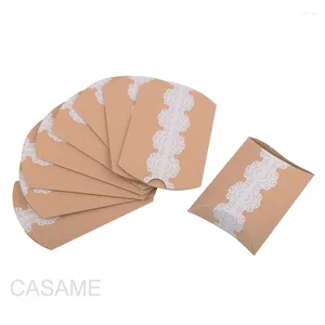 Geschenkafwikkel Appeltaart 35 stks Kraft Paper Leuke kleine kussenvorm Wedding Favor Boxes Party Candy Groothandel