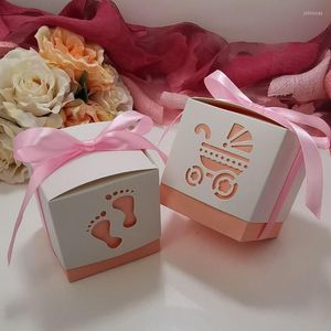 Enveloppe cadeau bébé chariot à pied boîte à bonbons sweet contenant faveur et boîtes cadeaux avec douche ruban pour la fête d'anniversaire du baptême
