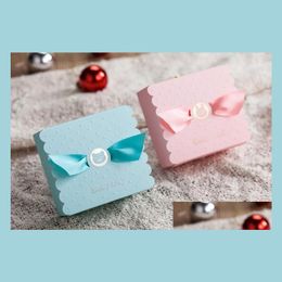 Cadeau cadeau bébé douche bonbons faveurs boîte bleu rose décorations de fête créative fille garçon bonbons sacs anniversaire de Noël enfants Dro Dhpvt