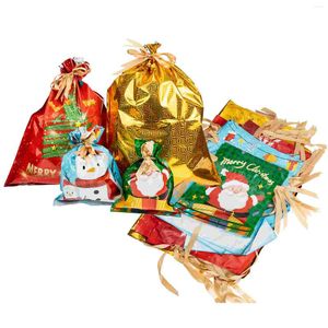 Sacs-cadeaux Sacs-cadeaux de Noël Cordon de serrage Candy Party Treat Moyen Emballage Faveur Pochettes d'emballage Présent Goodie Pouch Conteneur Suspendu