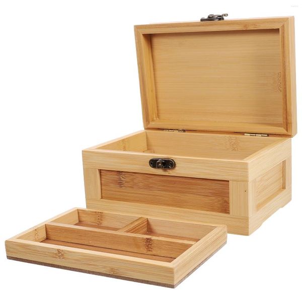 Cadeau cadeau boîte de rangement en bambou boîte décorative bijoux porte-conteneur organisateur petit rétro