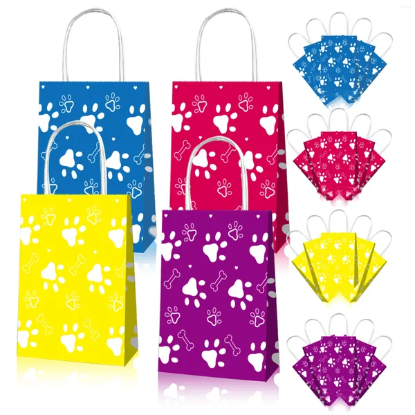 Cadeau cadeau BD041 12pcs chien imprimé animaux de compagnie chiens fête d'anniversaire portable emballage papier sacs fourre-tout bébé douche S