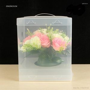Geschenkwikkel Bigger Clear Square Wedding Favor Box PVC Transparant verjaardagsfeestje Valentijnsdag draagbare bloemen dozen