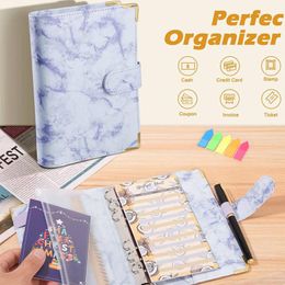 Emballage cadeau classeur cahier anneau en marbre avec couvercles en plastique transparent feuilles de budget étiquette autocollants sac BlueGift