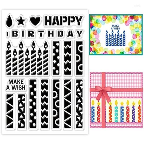 Enveloppe cadeau anniversaire cachette claire bougie en silicone caoutchouc transparent joint transparent pour la carte d'invitation de fête décoration de cartes postales