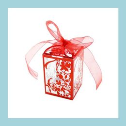 Regalos Bithday Party Clear PVC Box con golosinas impresas de cinta dulces Candy Apple Aron Cake Cajas Square Favor D DHJ4B