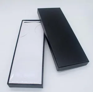 Emballage cadeau Boîtes de paquet de cravate en carton noir Boîtes de rangement d'affichage de cravate pour hommes avec fenêtre transparente en gros