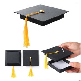 Envoltura de regalos Caja de sombrero de graduación negra Embalaje de tarjetas de felicitación para 2023 S Bachelor Cap Diy Drop entrega Home Garden Festive S Dhjjl