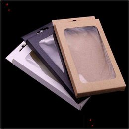 Cadeau cadeau boîte de papier kraft noir avec fenêtre en PVC pour étui de téléphone portable emballage de détail H1231 livraison directe maison jardin fête de fête DH21D