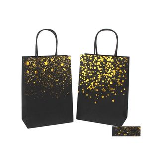 Cadeau cadeau noir imprimé sac à main kraft papier boutique sac bronzant motif cadeaux sacs de rangement drop livraison maison jardin fête fête sup otxed