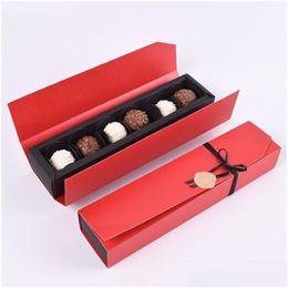 Cadeau Wrap Boîte de papier de chocolat noir / rouge Saint Valentin Noël Cadeaux de fête d'anniversaire Boîtes d'emballage LZ1849 Drop Livraison Accueil Gard Dhien