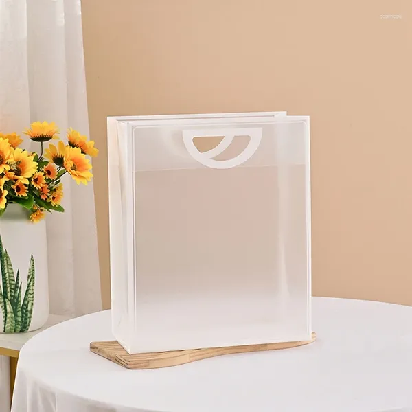 Envoltura de regalo Bolsa de asas con borde blanco y negro Bolsas de compras transparentes Día del maestro Embalaje de flores Suministros de dulces de boda a prueba de agua