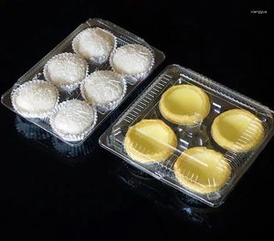 Emballage cadeau Blister Transparent Gâteau Mooncake Boîtes Cupcake Cookie Egg Tart Emballage Tenir 4/6 Gâteaux SN1706