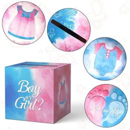 Gift Wrap Blauw Roze Baby Geslacht Onthullen Stemmen Box Met 60 Stuks Stemkaart Douche Jongen Of Meisje Voor party Game Supplies