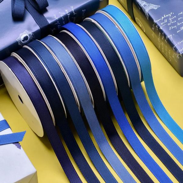 Emballage cadeau bleu série polyester ruban gros-grain rouleau de 100 mètres pour artisanat ornement porte-clés nœud bracelet pince à cheveux accessoires mariage LL