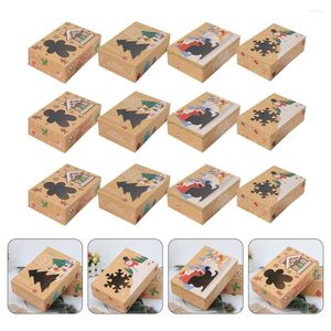 Geschenkwikkelbox Kerstdozen Vakantie Favor Paperholder Treque Chocolate Bakery Present Cardstock Wedding Goodie Bag Cookie Kraftcandy