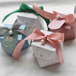 Emballage cadeau boîte PinkBuleMarble diamant forme bébé douche fête d'anniversaire emballage boîtes à bonbons faveurs de mariage décoration pour les invités 230625