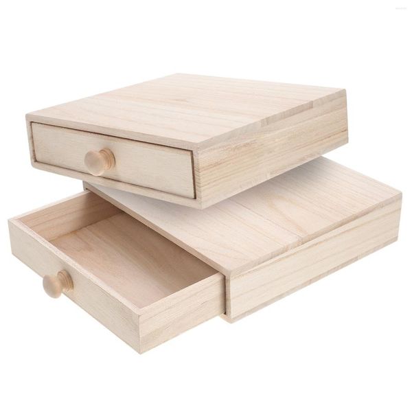 Caja de papel de regalo Almacenamiento de madera Organizador de té de madera Cajón sin terminar Cratesgift Embalaje decorativo Desktopretro Kitchenkeepsake Cajas