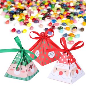 Boîtes enveloppantes Boîte de Noël Boîte cadeau de vacances Candy Treat Goodie Small Paper Cookie Favors3D TrianglePresents Emballage Party Favor 230316