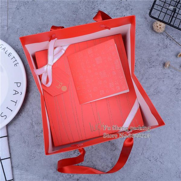 Envoltura de regalo Caja de papel rojo bronceado. Caja de embalaje de chocolate Cajas de pastel para boda Fiesta de cumpleaños Decoraciones para el hogar 100 unids / lote