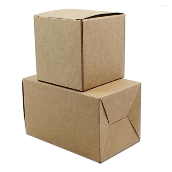 Envoltura de regalo Cajas marrones Cartón 7 7 cm Papel Kraft Plegable Pequeño evento Fiesta Cajas de embalaje Cartón Enlace de datos Tiza Gema Clips Tarjeta de nombre