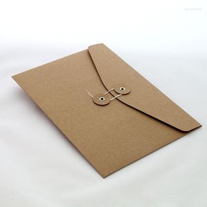 Cadeau cadeau Brown Kraft Papier A4 Document Porte-documents Sac de rangement Enveloppe de poche vierge avec serrure à cordes Pochette de fournitures de bureau LI4499