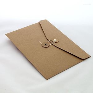 Geschenkwikkeling Brown Kraft Paper A4 Documenthouder Bestand Storingszak Pocket ENVELOPE BLANK MET STRING LOCK Office Supply Pouch Li4499