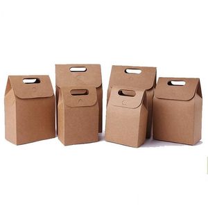 Enveloppe cadeau Brown Kraft Paper Sac pliable TEA FOOD FOOD Emballage Sacs Candy Candy Gift Box Hands Mands For Mariage Party Foft Supplies 1 2HQ YY DHFD2