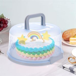 Envoltura de regalo Hebilla Portador de pastel redondo Caja de PP portátil Embalaje para hornear con mango Práctica bandeja de soporte para cupcakes