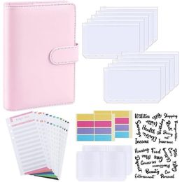 Cadeau Wrap Budget Binder A6 PU Cuir Notebook Planificateur Organisateur rechargeable 6 anneaux Binder Couverture Lettre Autocollant Labels192g