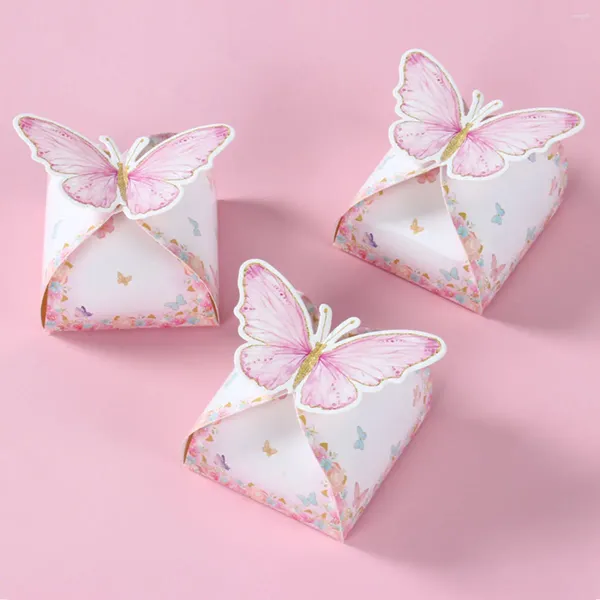 Envoltura de regalo Papel de fiesta de mariposa Bolsa de dulces Decoración de cumpleaños de boda Cajas de embalaje para niños Suministros de baby shower Caja portátil