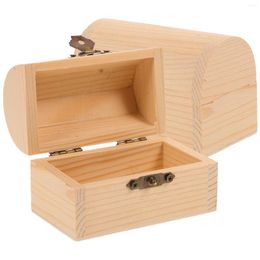Envoltura de regalo Cabilock Caja del tesoro de madera sin terminar Cofre Cierre de bloqueo DIY Craft Party Favors Proyectos