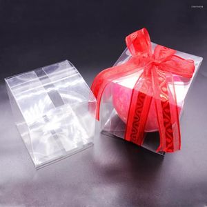 Emballage cadeau boîte à gâteaux emballage sacs en papier avec fenêtre en PVC transparent fille d'anniversaire présente des bonbons Kraft ruban Packge